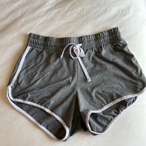 Grey and white Stripped comfy booty shorts with drawstring